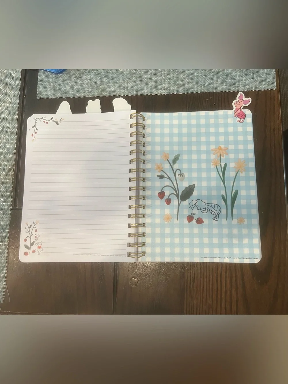 Disney Winnie the Pooh with Strawberries Spiral Tabbed Journal